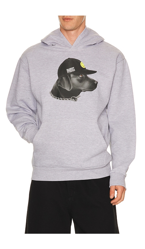 Smiley Dog Got Style Hoodie in Grey. by Market