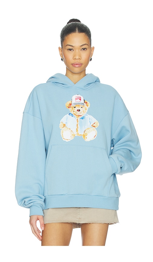 Watercolor Teddy Hoodie in Blue.