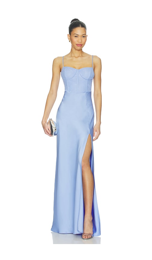 x REVOLVE Zinnia Gown in Baby Blue.