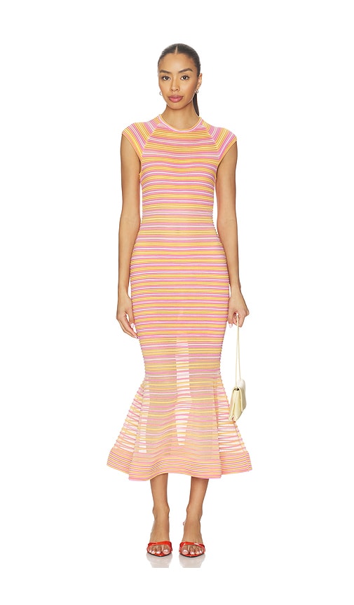 Danica Knit Midi Dress in Peach.