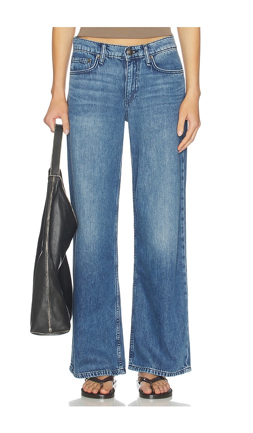 Featherweight Saige Low-Rise Ankle Straight Jeans in Blue.