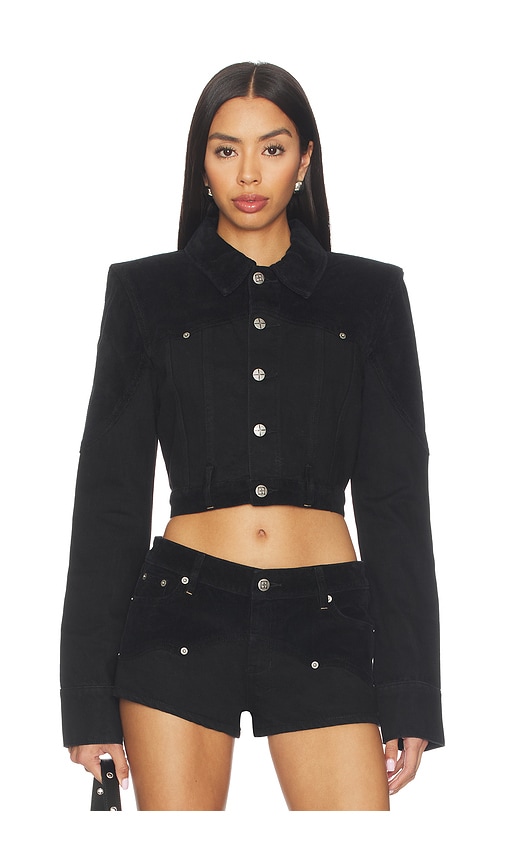 Slim Trucker Jacket in Black.
