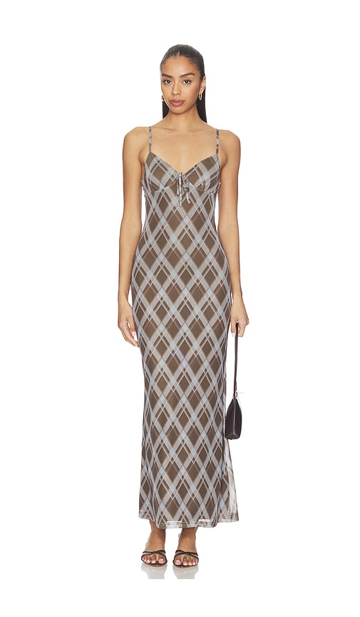 Elaine Maxi Dress in Brown,Light Grey.