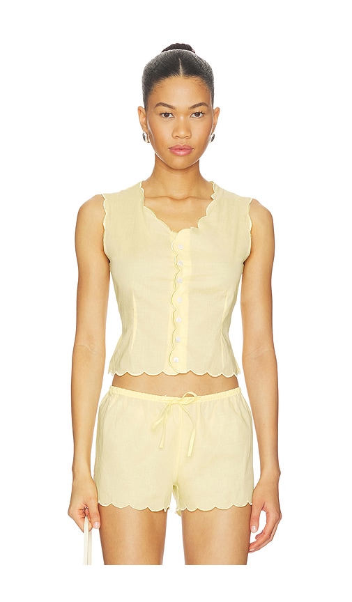 X Elsa Hosk Scalloped Vest Top in Yellow.