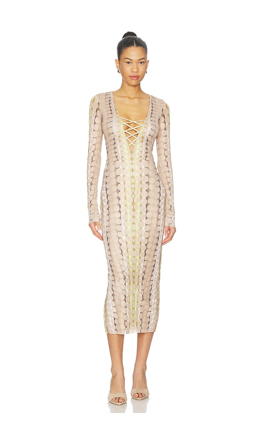 Cambria Dress in Beige,Green.