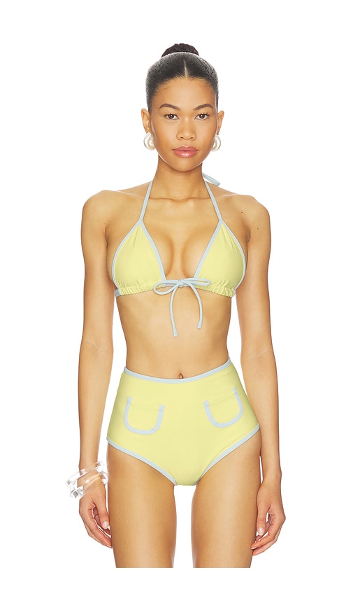 X Elsa Hosk Binded Emma Bikini Top in Yellow.