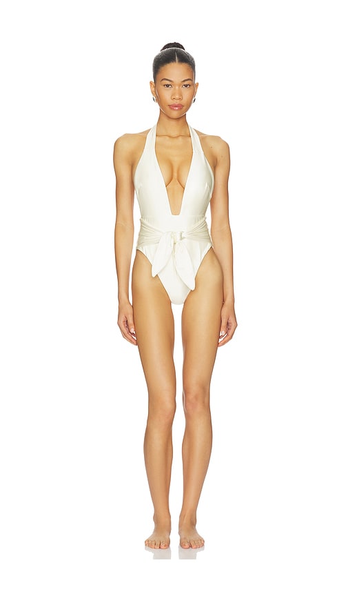 x Elsa Hosk Tropez Tie-Up One Piece in Cream.