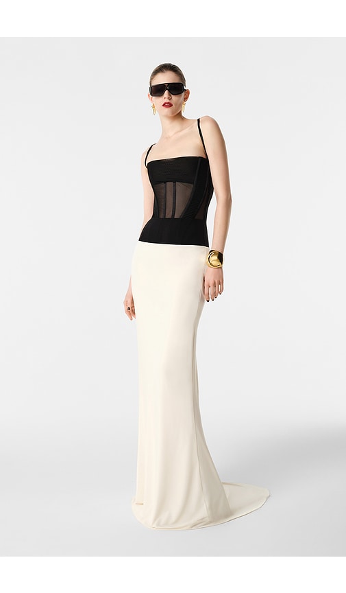 Nyah Floor-length Skirt in Black,White.
