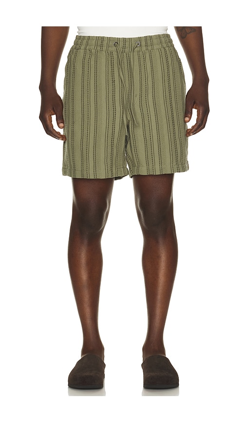 6 Saturday Dobby Stripe Short in Olive.