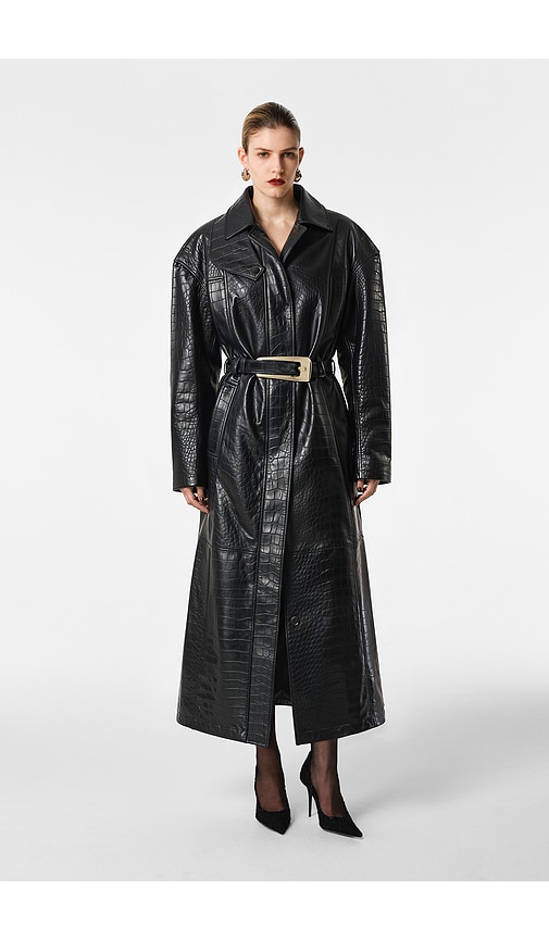 Nikita Leather Coat in Black.