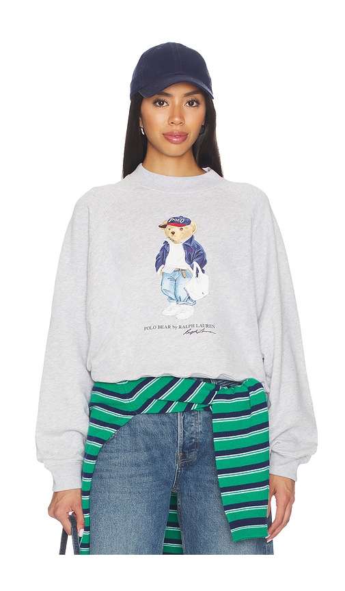 Island Crew Pullover Sweatshirt in Light Grey.
