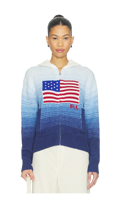 Long Sleeve Hooded Jacket in Blue. by Polo Ralph Lauren