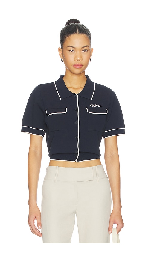 Jacqueline Polo Top in Navy.