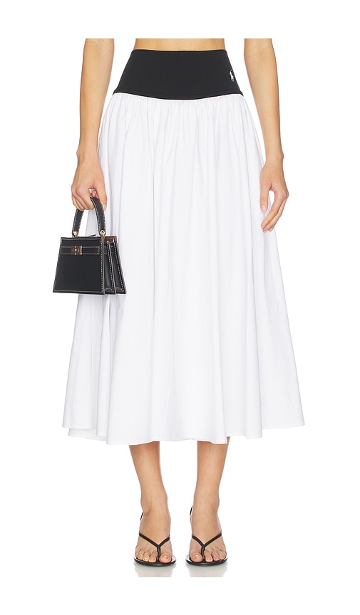Midi A-line Skirt in White,Black.