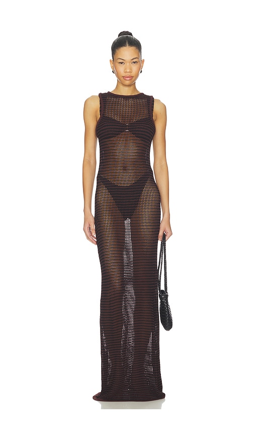 Asher Maxi Dress in Black,Chocolate.
