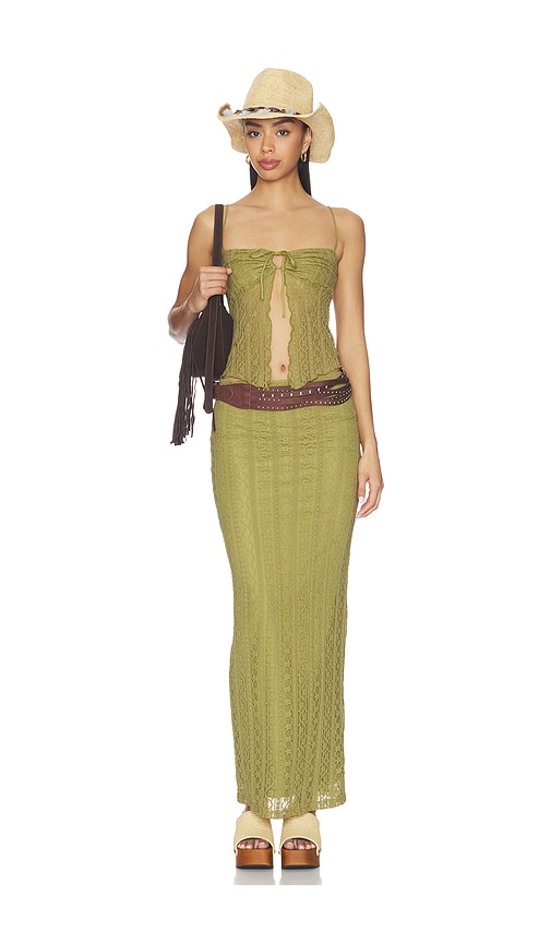 Lali Maxi Skirt Set in Olive. by MORE TO COME