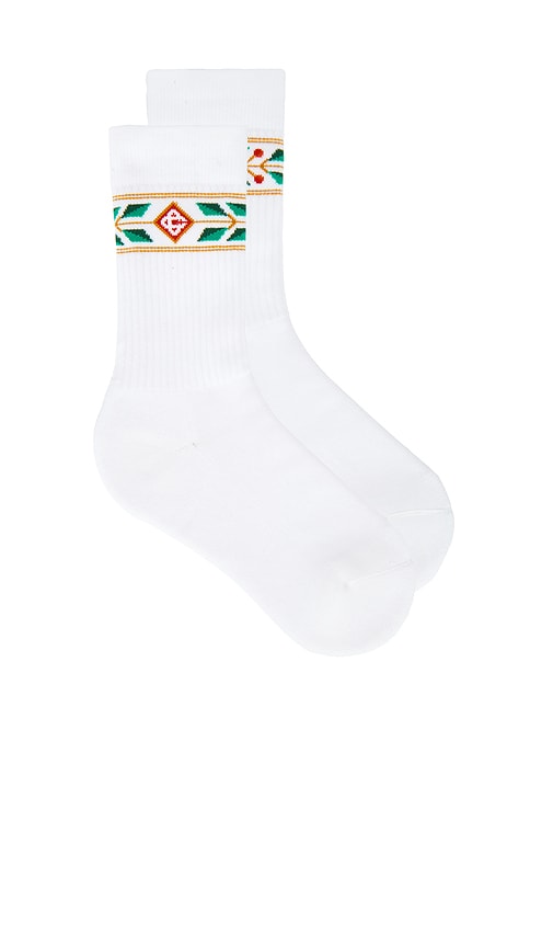 Laurel Ribbed Sport Sock in White.