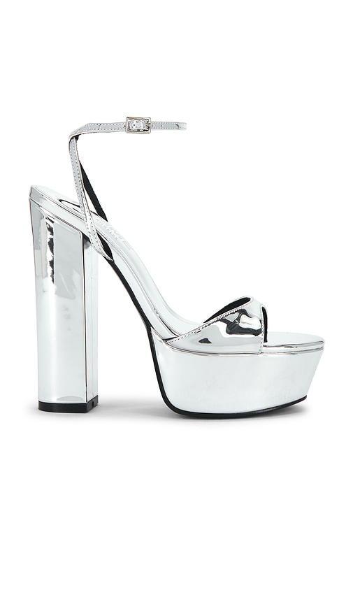 x REVOLVE GG Platform Heel in Metallic Silver.