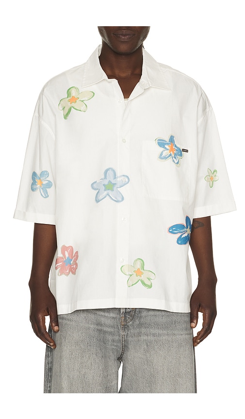 Super Bloom Cropped Short Sleeve Shirt in White.