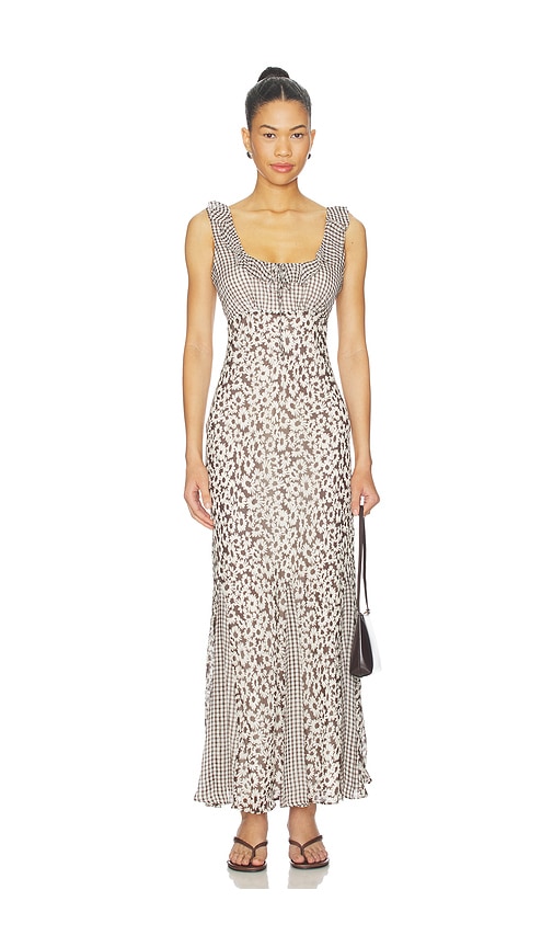 Dahlia Dress in Brown,White.