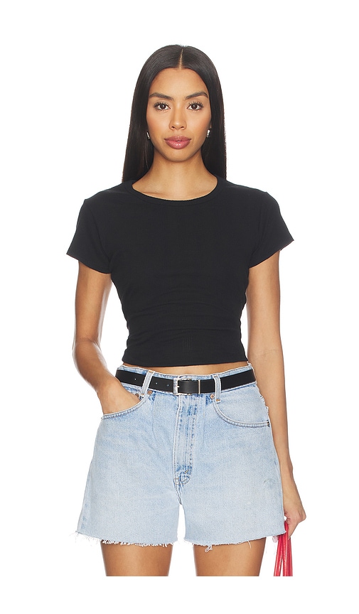 Pointelle Perfect Tee in Black.