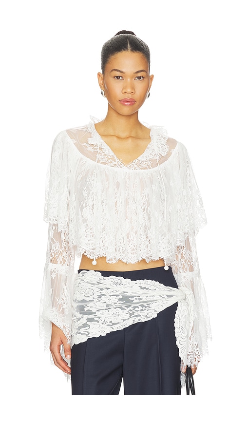 Holden Embroidery Longesleeve Blouse in White. by Sea