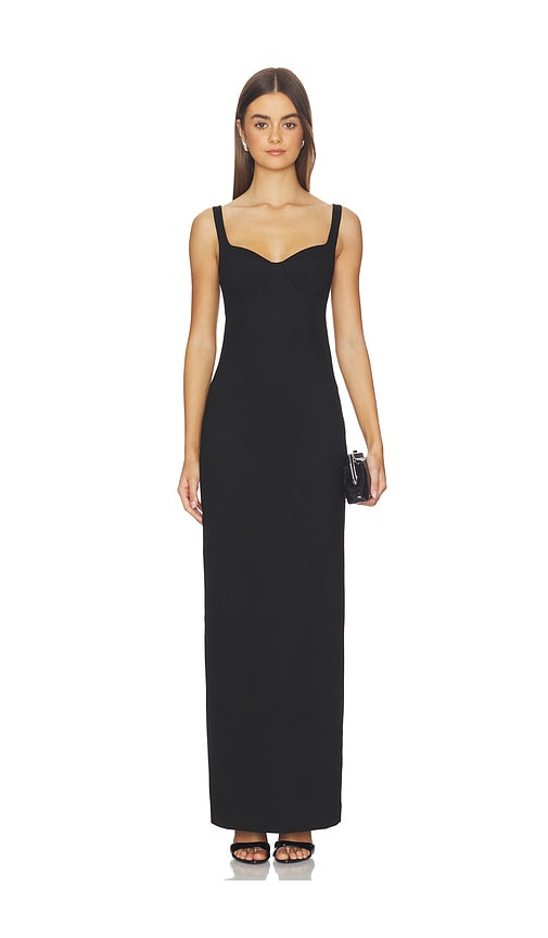 Cabot Sculpted Scuba Maxi Dress in Black.