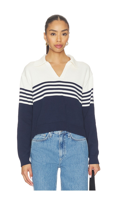 Jules Knit Polo in White,Navy.