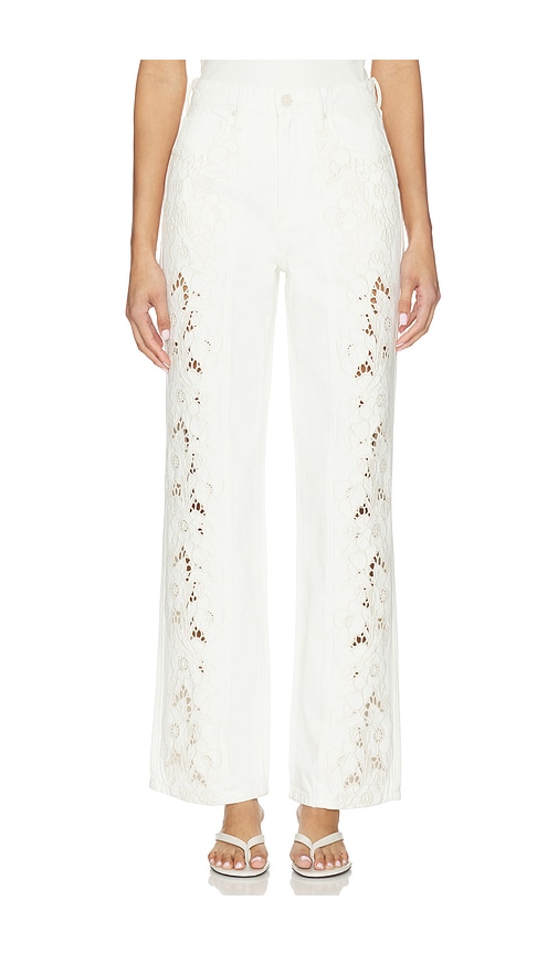 Sawyer Wide Leg With Panels in White. by PAIGE
