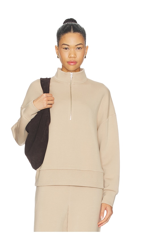 Mavis Mock Neck Sweatshirt in Tan.