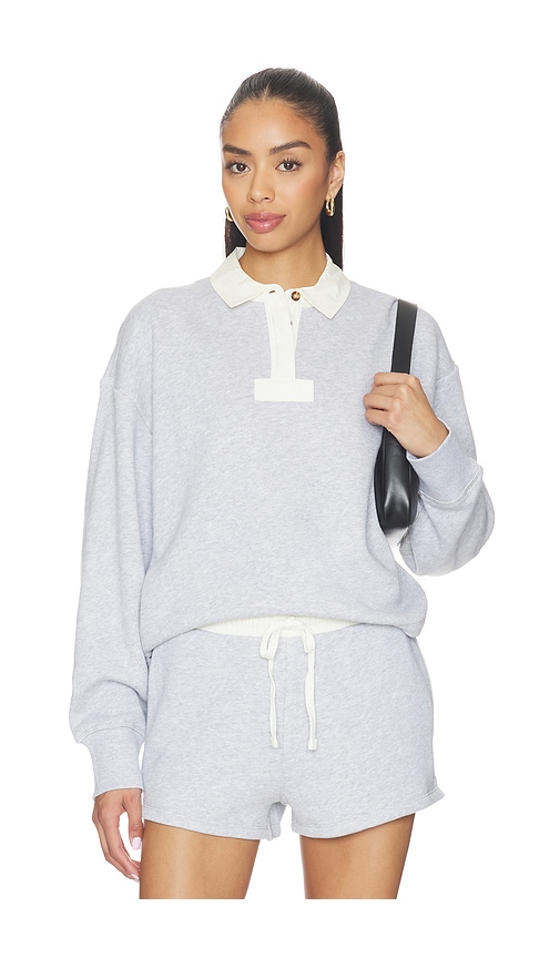 Vintage Terry Oversized Polo Sweatshirt in in Light Grey.