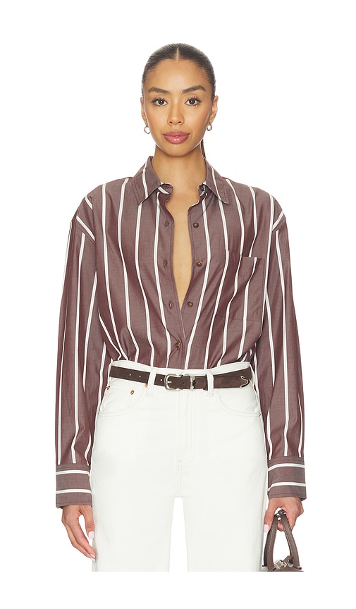 Connie Stripe Shirt in Brown.