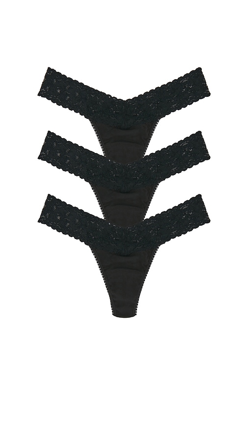 Multipacks Supima Cotton Low Thong 3 Packs in Black.