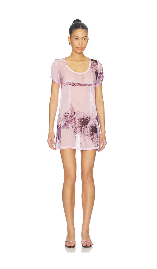 Pink Amazonia Organza Mini Dress in Pink.