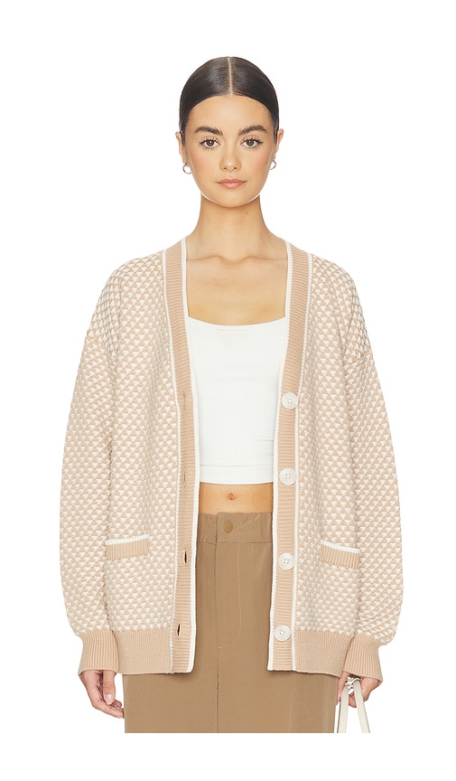 Tarran Stitch Knit Cardigan in Taupe.