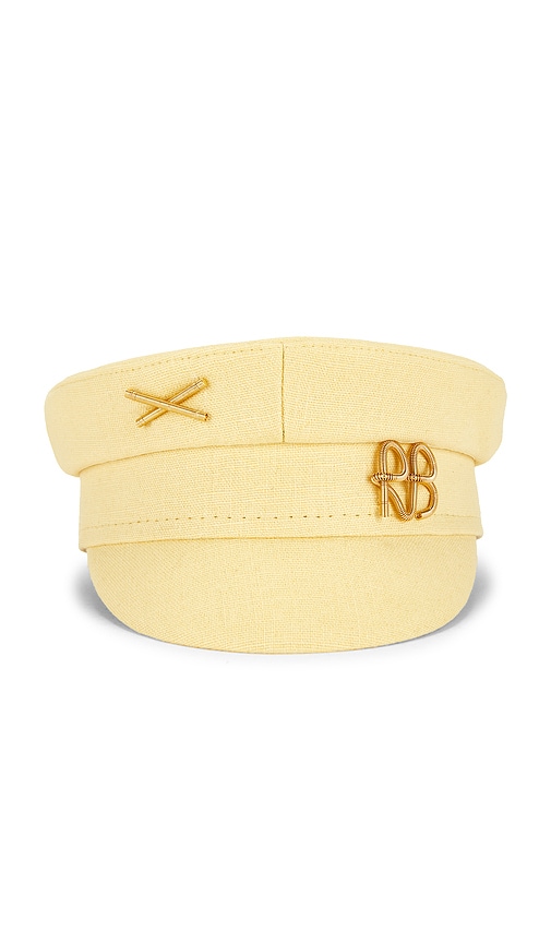 Gold-tone Logo-plaque Baker Boy Cap in Yellow. by Ruslan Baginskiy