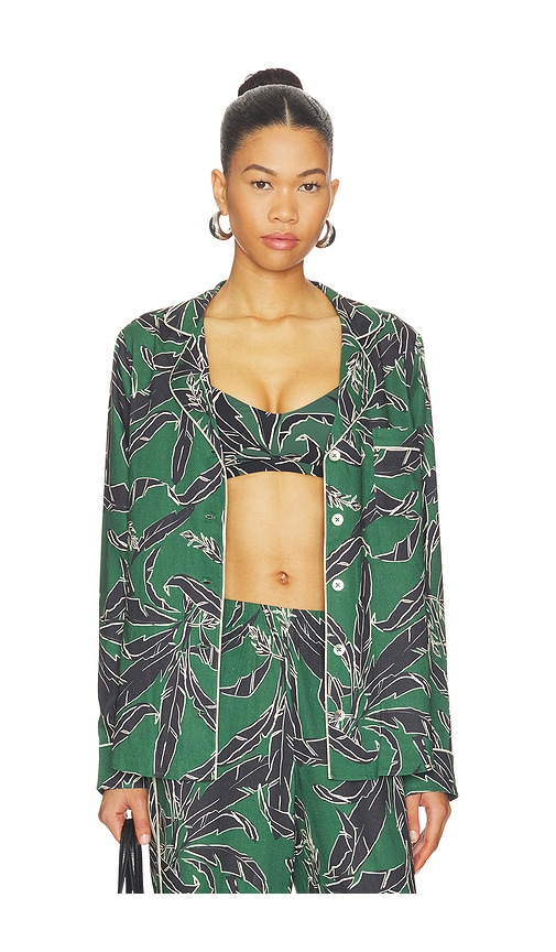 Tamara Rio Collared Top in Dark Green. by THE UPSIDE