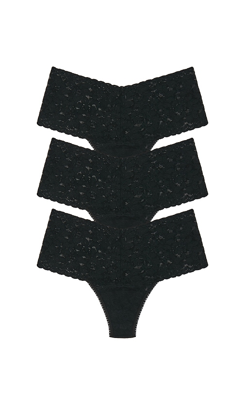 Retro Lace Retro Thong 3 Packs in Black.