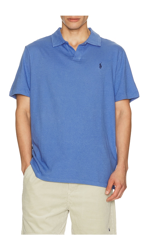 Short Sleeve Johnny Collar Polo in Blue.