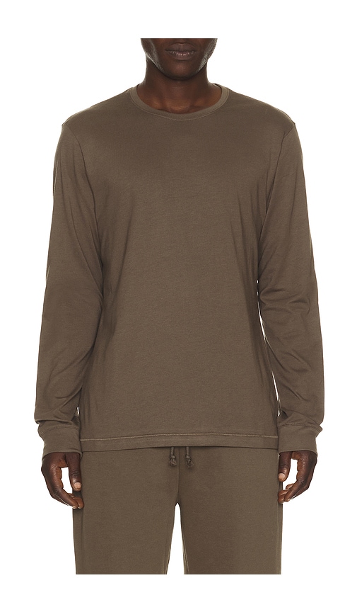 Cotton Long Sleeve T-Shirt in Brown.