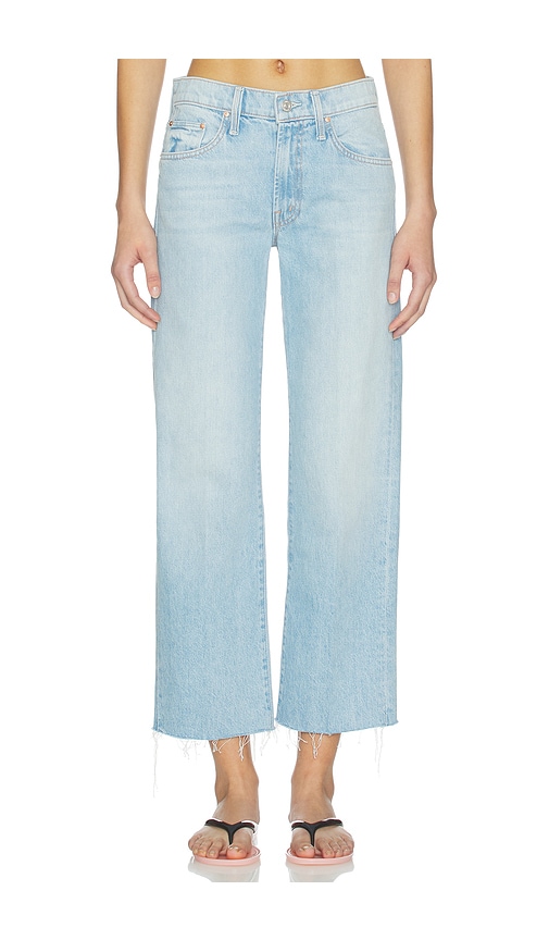 The Mid Rise Rambler Zip Ankle Fray Jeans in Blue.