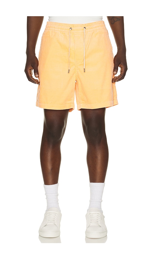 8 Wale Soft Fade Corduroy Pull On Prepster Short 6 in Orange.