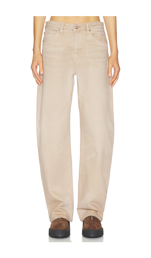 Alida Loose Bowed Jeans in Beige.