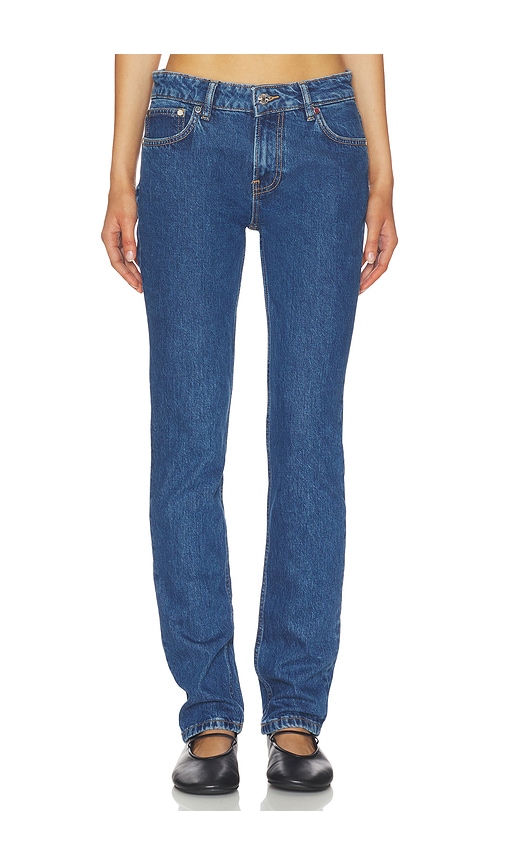 Moss Mid Rise Skinny Jeans in Blue.