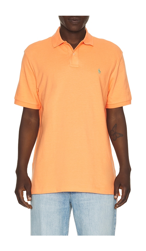 Short Sleeve Mesh Polo in Orange.