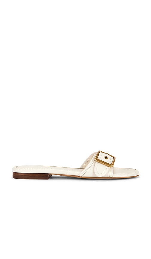 Margot Flat Sandal in Ivory. by Coach