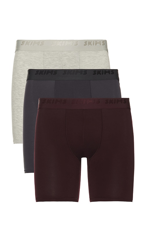 Stretch 5 Boxer Brief 3-Pack in Grey,Burgandy.