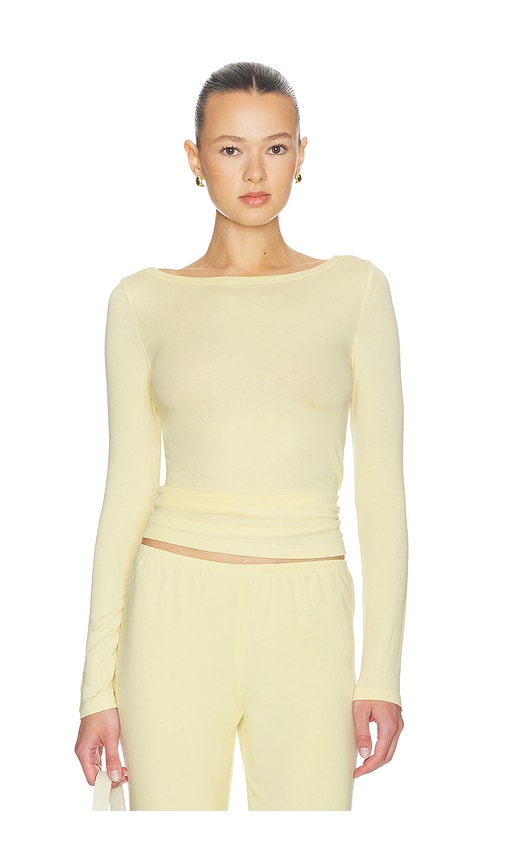 Lane Boatneck Top in Lemon.