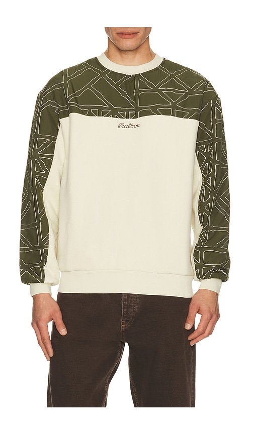 Tierra Crewneck Sweater in Green, Beige.