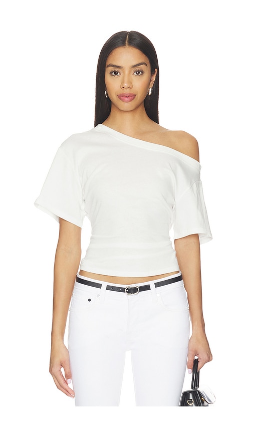 Elena Off The Shoulder Tee in White.